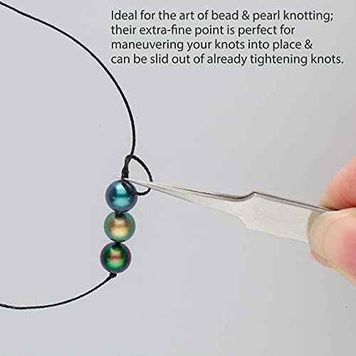 The Beadsmith Knotting Tweezers ? 4.75 inches Long ? Smooth Tapering Tip with a Straight Extra Fine Point ? Made of Stainless Steel - Precision Tool for Crafting and Jewelry Making