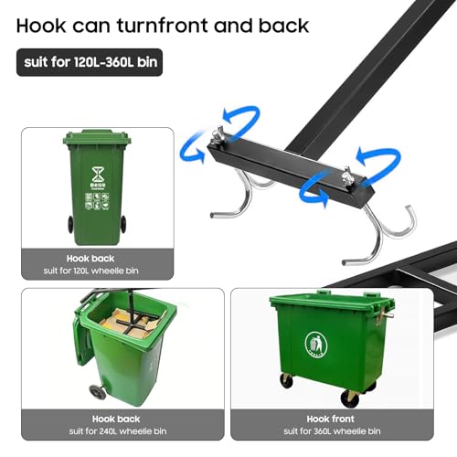 Manual Trash Compactor for Waste Recycling, Heavy-Duty Iron, Adjustable for 120-660L Bins
