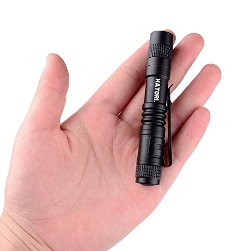 HATORI LED Mini Flashlight Pack - 3.55 Inch Black Tactical Pocket Light for Camping & Outdoor Use