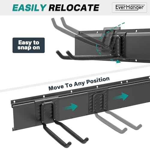 EVERHANGER Garage Tool Storage Organizer, Wall Mount Garden Tool Rack Organization, Heavy Duty Folding Chair Hangers with 6 Adjustable Hooks, Max Load 450lb, 48inch