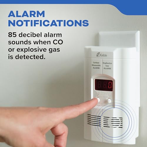 Kidde Carbon Monoxide & Explosive Gas Detector Plug-In Wall Alarm with Battery Backup - Clamshell Packaging