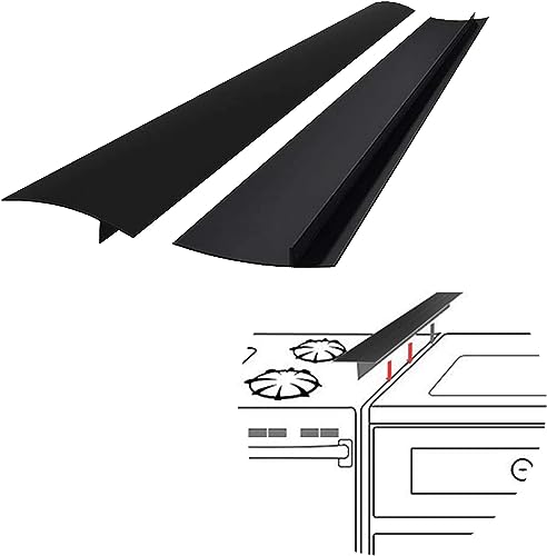 SEVCHY 21 inch Silicone Stove Gap Covers (2 Pack) Heat-Resistant Oven Gap Filler, Black
