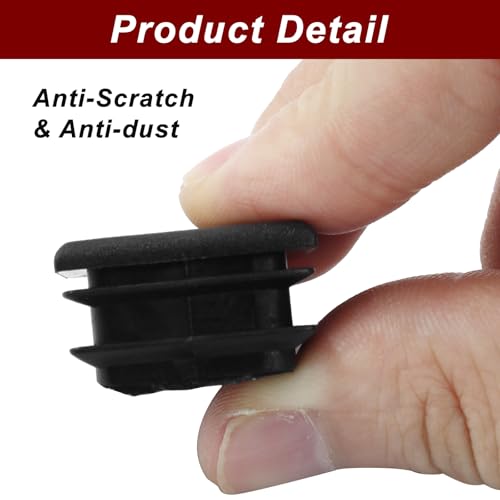 12 Pack 1 Inch Square Plastic End Caps for Pipes - Durable Black Plugs