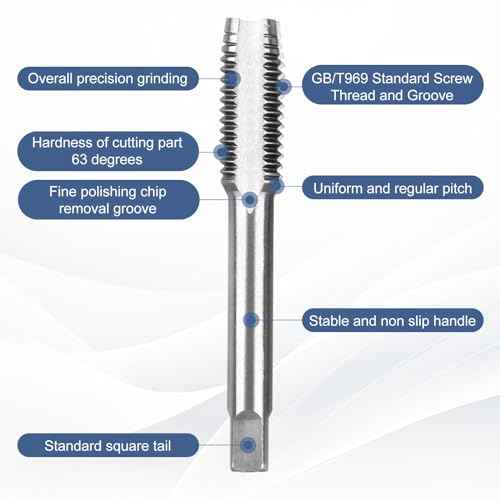 Rocaris Adjustable T-Handle Ratchet Tap Holder Wrench + 5pcs M3-M8 Machine Screw Thread Metric Plug Tap