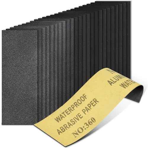 20PCS Sand Paper 360 Grit Sandpaper Sheets, 9 x 3.6 Inch Wet Dry Sandpaper Sheets, Sand Paper for Metal, Wood Furniture, Automotive and Crafts