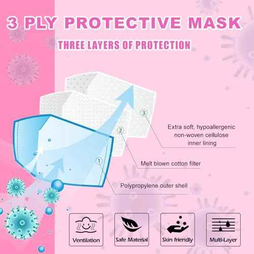 100 Pack 3 Ply Disposable/Filter Protection Face Masks for Adult Men Women