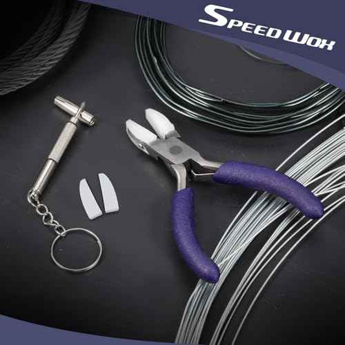 SPEEDWOX 3.5 Inches Flat Nose Plier Nylon Jaw Pliers with a Pair of Replacement Nylon Jaws and a Screwdriver Wire Wrapping Tool Jewelry Making Tool Mini Wire Straightener Wire Bending Jig