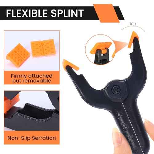 ECY Spring Clamps Heavy Duty 4.5 Inch 10 Pack - Plastic Rust Proof Clamps with Non-Slip Pads for Backdrop, Crafts, Woodworking, Photography | Multipurpose Holders for Tarps, Pool Covers & Gluing