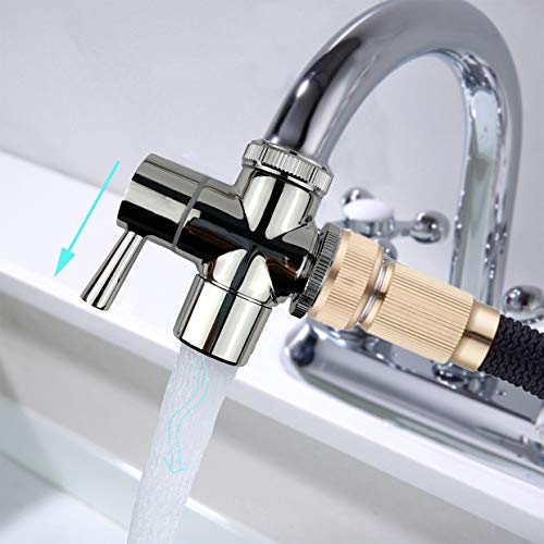 Brass Faucet Diverter Valve with Aerator - Sink to Garden Hose Adapter for Bathroom & Kitchen