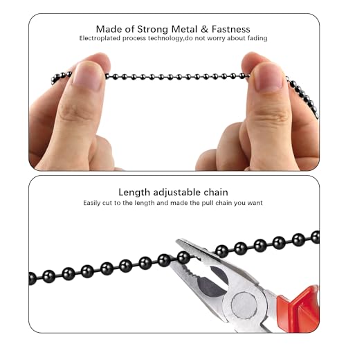 3mm Black Ceiling Fan Pull Chain Extension 120in with 20 Connectors - Dotlite