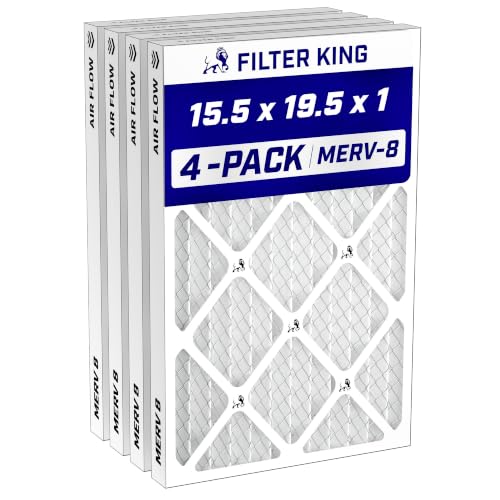 Filter King 15.5x19.5x1 Air Filter Pack MERV 8 for HVAC, 4-Pack