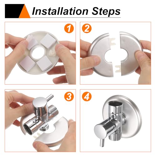 HARFINGTON 2pcs Wall Split Flange Cover Plate 17mm Silver Self-Adhesive ABS Plastic