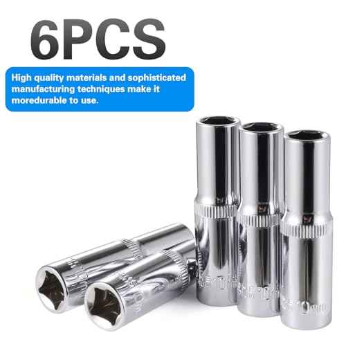 6-Pc 10mm Deep Sockets, 6-Point, 3/8-Inch Drive - Heavy Duty & Affordable Chrome Vanadium Steel, Fits Snap-on, Craftsman, DeWalt - Metric Standard Socket for Auto Repair, DIY & More