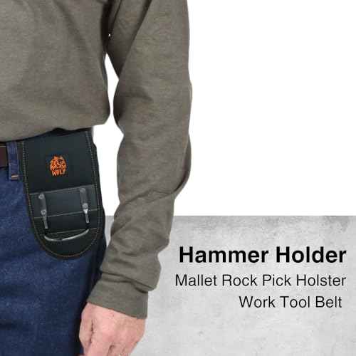 WOLF WTH2101 Heavy-Duty Ballistic Steel Loop Hammer Holder | 3¡¯¡¯ Work Tool Belt Tunnel | Mallet Rock Pick Holster | Durable Lightweight | Construction Contractor Bricklayer Mining Maintenance Handyman