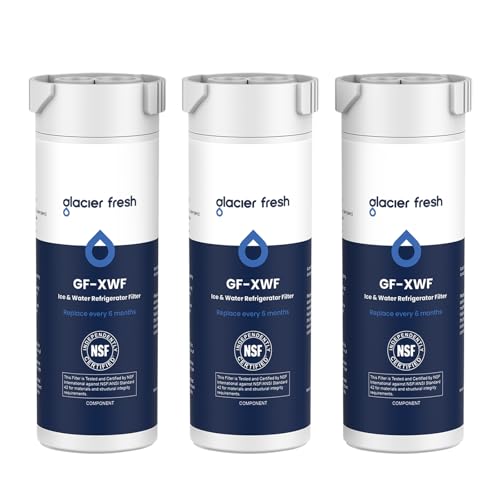 GLACIER FRESH XWF Refrigerator Water Filter 3 Pack - Compatible with GE XWF, NSF Certified, 6-Month Replacement