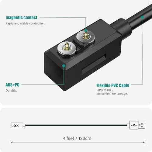 TUSITA Magnetic Charger Cable Compatible with LEDLENSER P&H Models Flashlight- 1.2M / 4ft.
