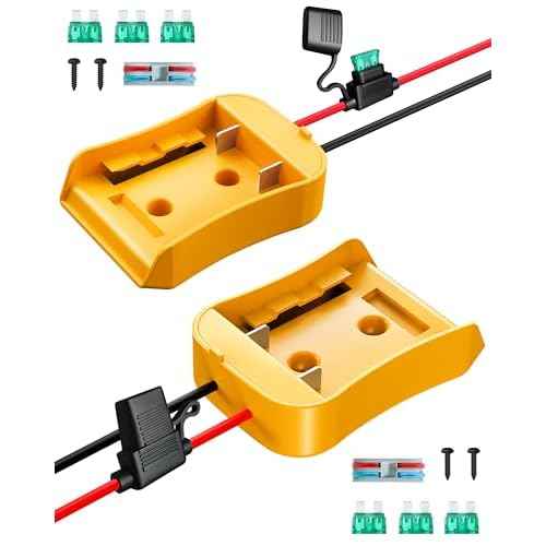 2 Pack 20V Adapter for Dewalt Battery Adapter Compatible with Power Wheels Battery Conversion Upgrade Kit for DIY Rc Car Toys, Robotics and Rc Truck with 30A Fuses Wire Terminals 12AWG Wire