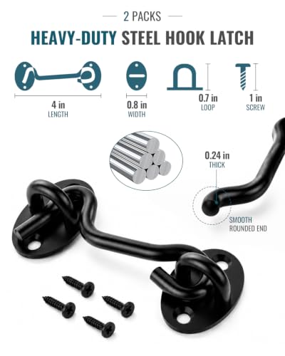 Black Barn Door Lock Latch Gate Lock for Sliding Doors - Heavy Duty Stainless Steel