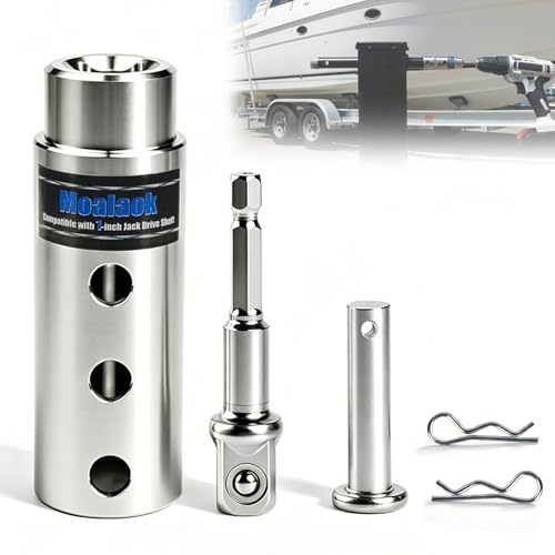Moalaok 1 Inch Trailer Jack Drill Adapter Stainless Steel for Top Wind Jacks