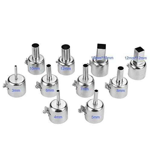Hot Air Nozzle 10Pcs/set Heat Gun Nozzle Hot Air Soldering Nozzle Well Sealed High Strength for 850 Hot Air Soldering Station