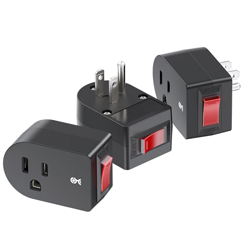 [ETL Listed] Cable Matters 3-Pack Grounded Outlet Switch with Power Button - Black