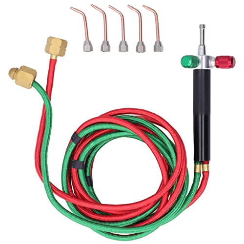 Mini Oxygen Torch Kit, Micro Oxygen Acetylene/Butane Gas Welding Torch with 5 Weld Tips for Jewelry Repair Crafts Electronics