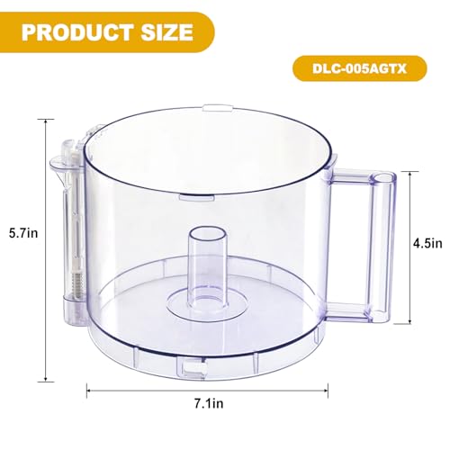 Folosem DLC-005AGTXT 14-Cup Food Processor Work Bowl with Gray Handle for DFP-14 (4-Tab Rim) DLC-005AGTXT