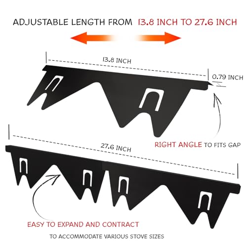 Xaogogo Black Stainless Steel Stove Gap Covers 13.8-27.6 in (2 Pack) - Heat Resistant, Easy Clean