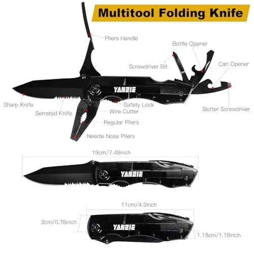 Gift for Dad/Men/Kids, Multitool Pocket Knife with Switch Blades, Can Opener, Wire Cutter, Plier Screwdrivers, Fishing Knife for Camping Hunting