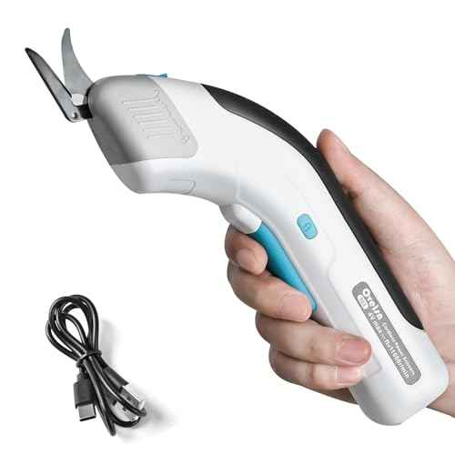 Cordless Electric Fabric Scissors, Power Rotary Cutter,Cardboard Box Heavy Duty Scissor, Carpet cutter tool heavy duty electric,Box Cutter for Carton Carpet Plastic Fabric Leather white
