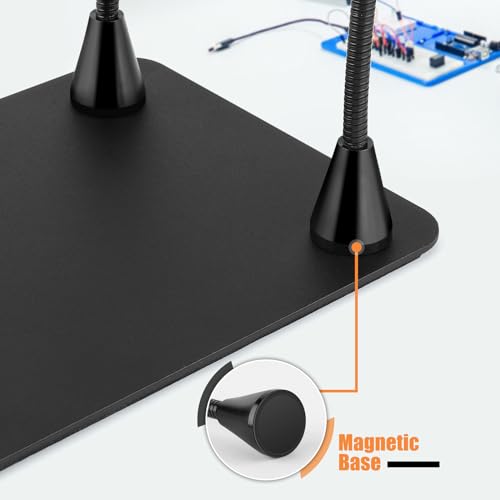 Drdefi Magnetic Helping Hands Soldering Third Hand, Drdefi Soldering Station with Alligator Clips PCB Circuit Board Holder Tool 4 Gooseneck Arms Non-Slip Base for Electronics Repair Jewelry Hobby