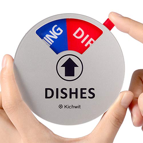 Kichwit Dishwasher Magnet Sign, 4-Inch, Silver – Clean/Dirty/Running/Empty (Variation: Silver)