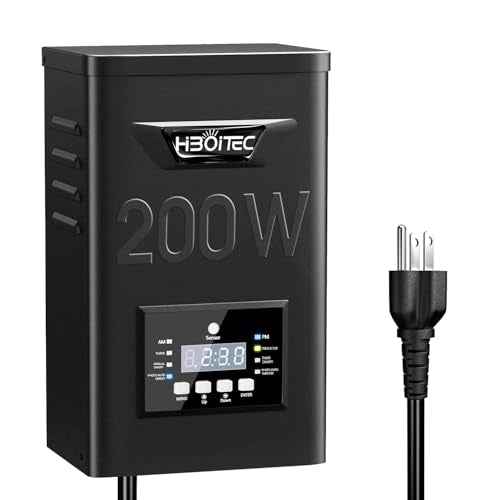 HIBOITEC 200W Low Voltage Landscape Transformer, Outdoor Lighting Transformer with Photocell Sensor and Timer, 120V AC to 12V/15V AC Waterproof Transformers for Landscape Lighting Path Lights