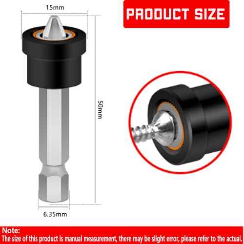 Premium Magnetic Drywall Screw Setter Set 5PCS - PH2 Bits for Plasterboard Sheetrock Screw 1/4" Hex Shank Positioning Bit Batch Head with 2-3/8" Extension Socket Drill Bit Holder