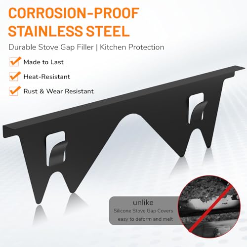 ItsNio Adjustable Stainless Steel Stove Gap Cover 13.8-27.5 Inches Black, Range Filler & Guard