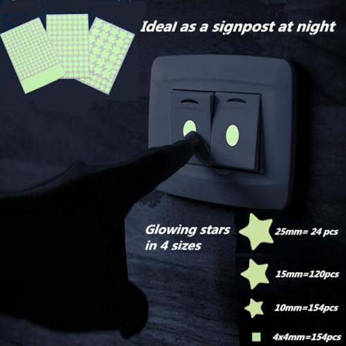 Green Glow in The Dark Star Wall Stickers 452pcs Kids Bedroom Ceiling Decor