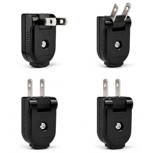 Black Rotatable Power Plug Replacement 4 Pack - Male Extension Cord