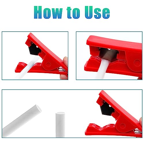 Litoexpe 3pcs PTFE Plastic Tubing Cutter, Red Pipe Cutter, Square Tubing Hose Cutter for Nylon PVC PU Tube and Hose Cut up to 3/4 Inch OD Tube