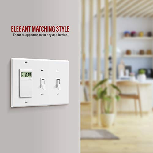 White ENERLITES 3-Gang Wall Plate with 2 Toggle & GFCI Outlets - Pack of 1