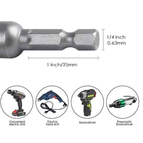 Fixinus 17mm Magnetic Socket, 1/4" Hex Shank Drill Adapter for Power Drills, Nut Driver and Impact Socket Adapter, 65mm Length