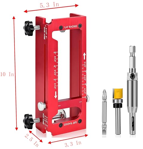 Door Hinge Hole Locator Set, 10 Inch x 5.3 2.5 Red Aluminum Alloy