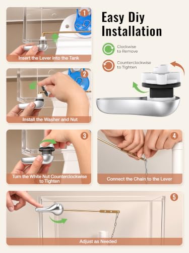 YULARA Silver Front Mount Toilet Flush Handle Replacement Kit for American Standard & Mansfield