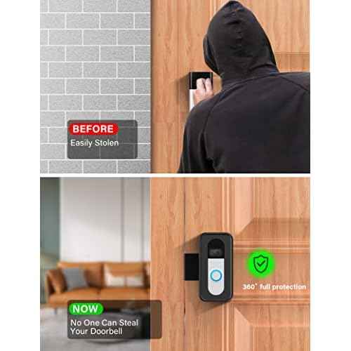 Upgrade Anti-Theft Video Doorbell Mount, Not Block Doorbell Motion Sensor, No-Drill Mounting Bracket for Apartment Renters Home Office Room, Not for Security Door (Doorbell Not Included)