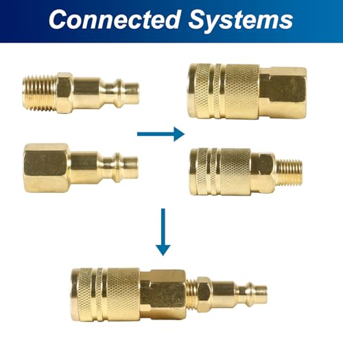 DIANN 12pcs Air Coupler and Plug Kit 1/4 Inch NPT Brass Air Hose Fittings Brass Quick Connector Air Fittings