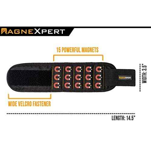 Magnelex Magnexpert Magnetic Wristband for Holding Screws, Nails and Drill Bits - Crafted from Ballistic Nylon with 15 Powerful Magnets, Stocking Stuffer for Men