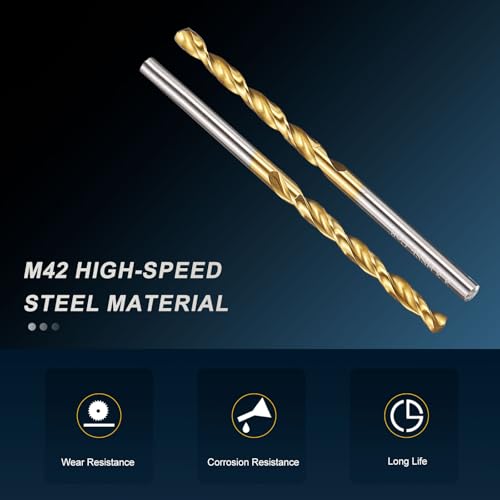 PATIKIL 2.5mm Drill Bit, M42 8% Cobalt High-Speed Steel Jobber Straight Shank 135¡Æ Titanium Nitride (TiN) Coated for Hard Metal Stainless Steel - 3 Pack