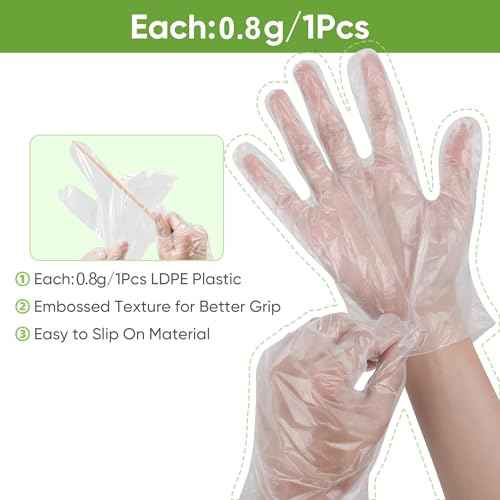 Disposable Food Prep Gloves - 500 PCS Disposable Plastic Gloves forFood Safe , Food Handling, Cooking£¬One Size Fits Most