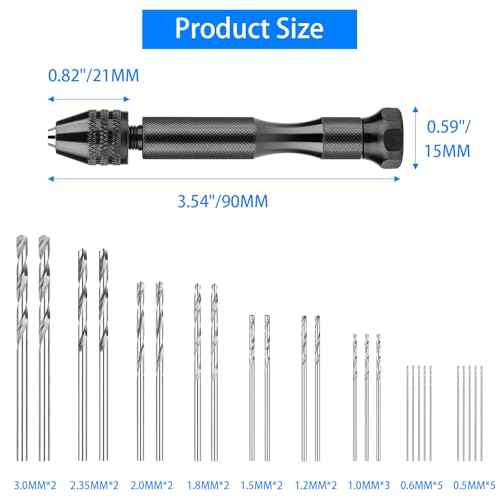 36 Pieces Hand Drill Set, Pin Vise Hand Drill with 10PCS PCB Mini Drill Bits and 25PCS Micro Twist Drill Bits, Jewelry Drilling Tool for Resin Polymer Clay, DIY Craft