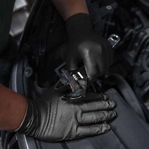 Working Nitrile Gloves, 10 Mil Thick, 3D Diamond Texture, Puncture & Tear Resistant, Latex Free, Powder Free