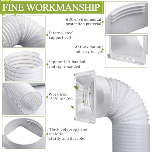 Outus 5.9'' Diameter 61 Inch Portable Air Conditioner Exhaust Hose - Square Connector Version